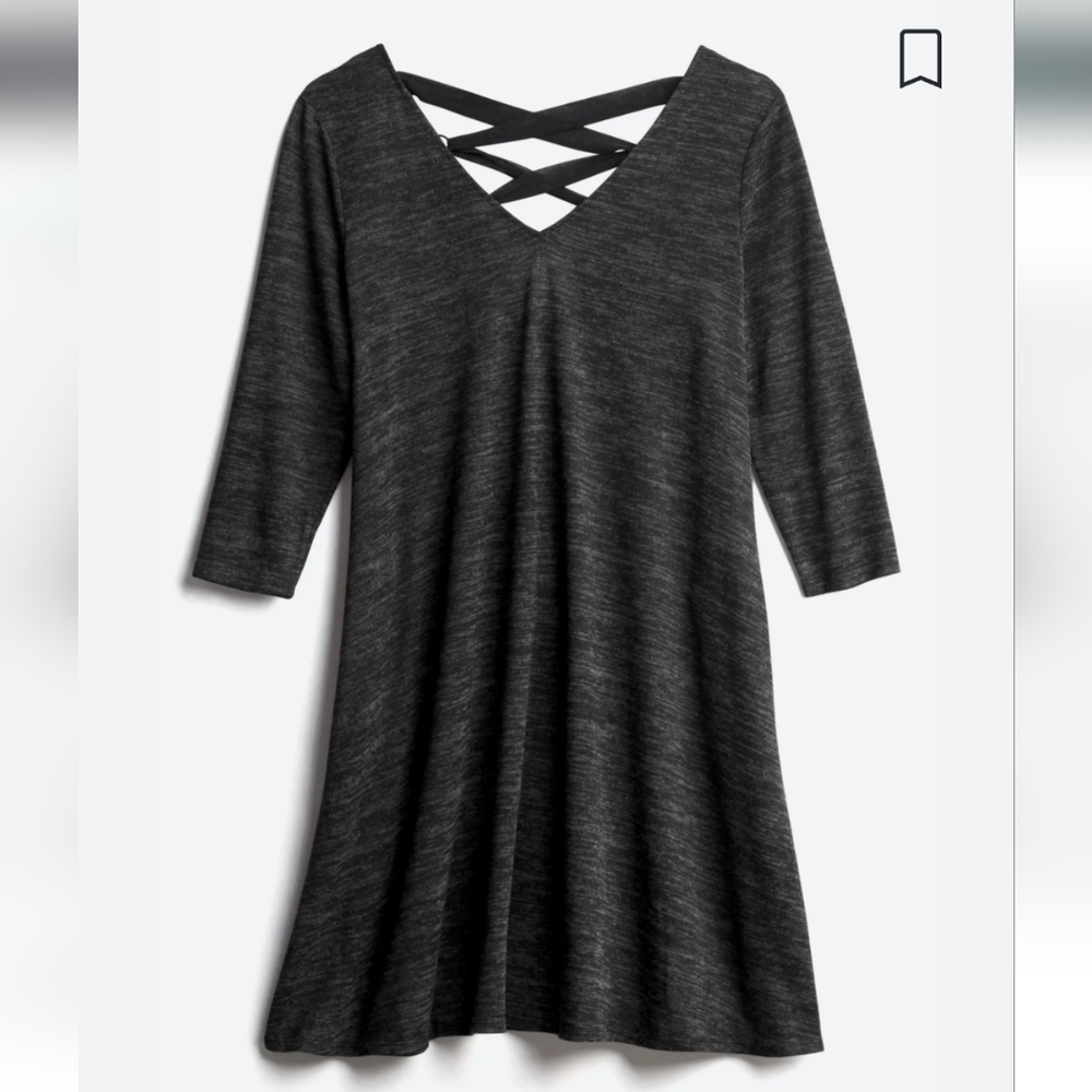 Gray dress with ribbon detail 2X by Fortune and Ivy